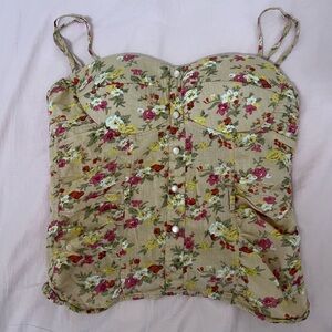 Body Central Floral Beige Camisole Top